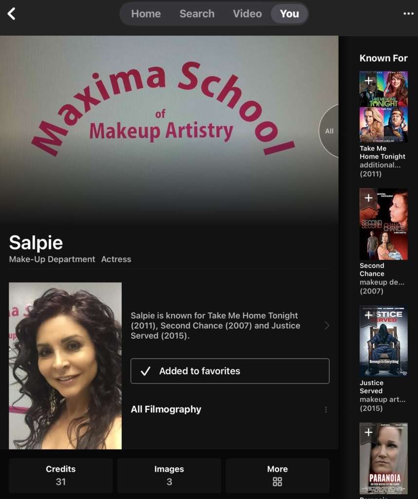 Salpie, our founder, on IMDB
